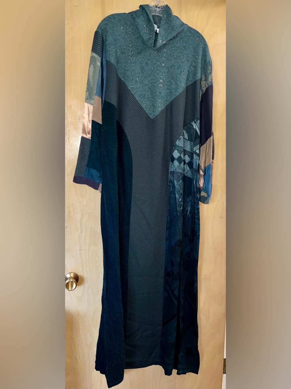 Donna Jessica Size 3X Patchwork Dress, Shades of Green & Brown - EXCELLENT COND.